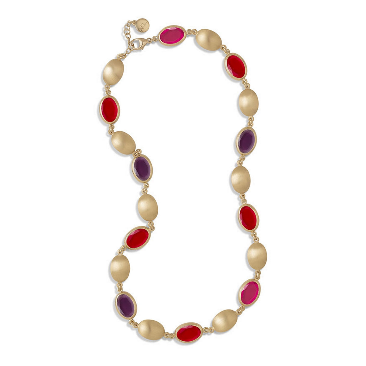 aquaforte caramelle ovali precious necklace with red tones faceted venitian glass