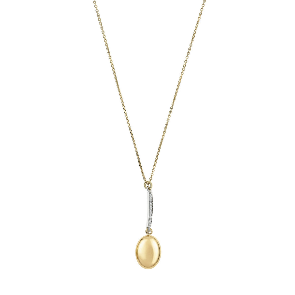 aquaforte i bicolore  polished small oval with curved encrusted cz pendant