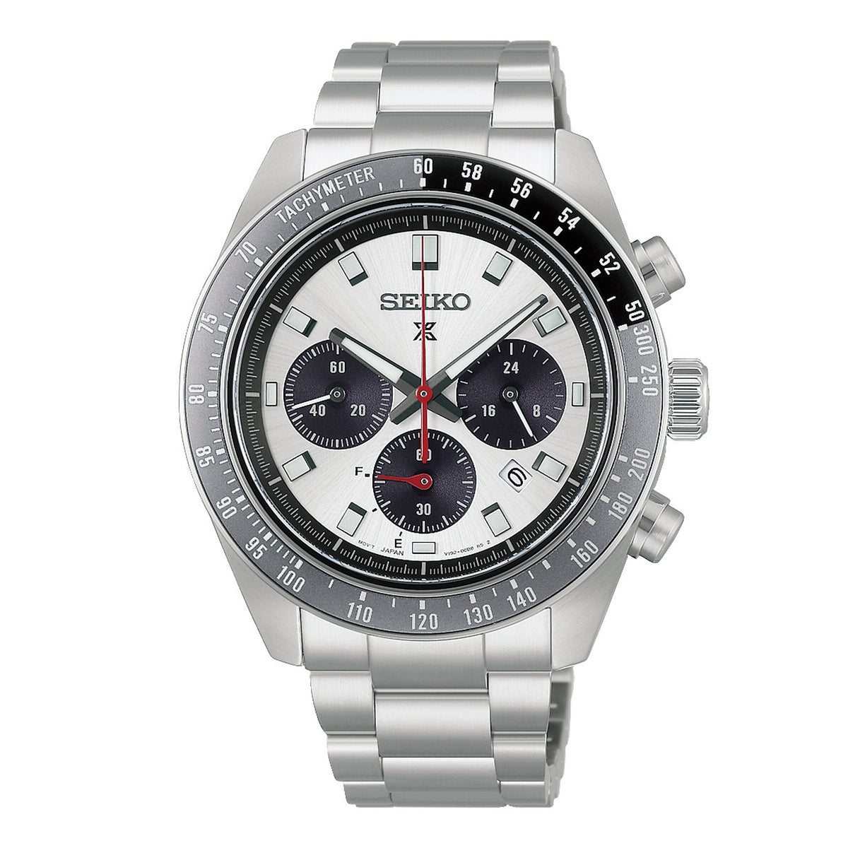 seiko prospex speedtimer racing solar chronograph in silver tone