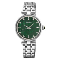 seiko ladies diamond 29mm stainless steel green dial