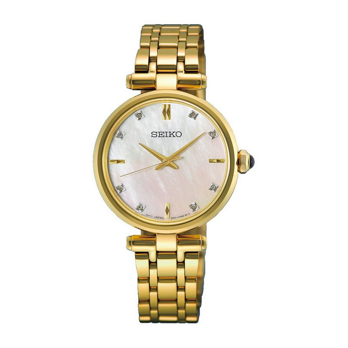seiko ladies diamond 29mm gold plated bracelelt watch