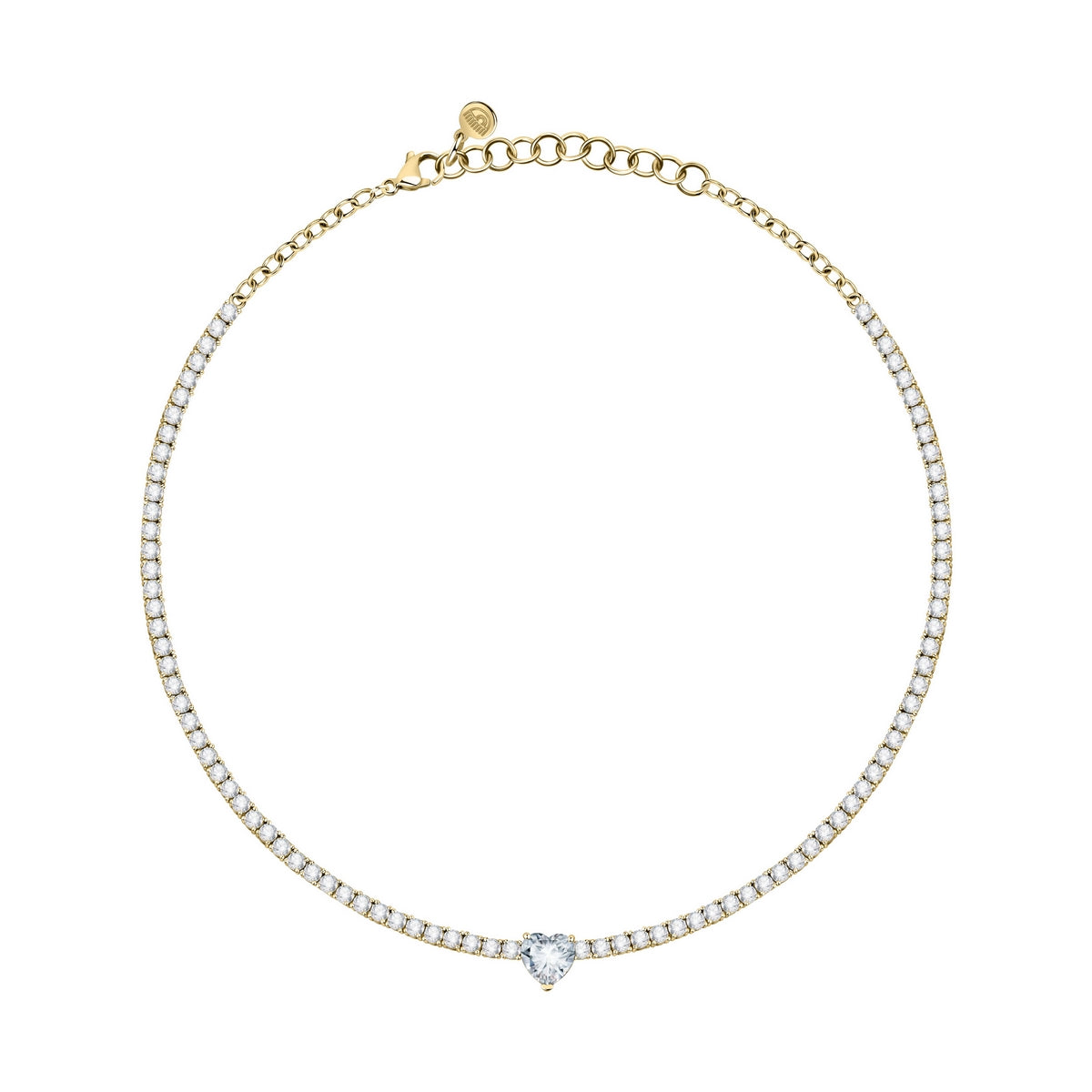 chiara ferragni diamond heart yg necklace 37cm + 5cm tennis with white heart stone