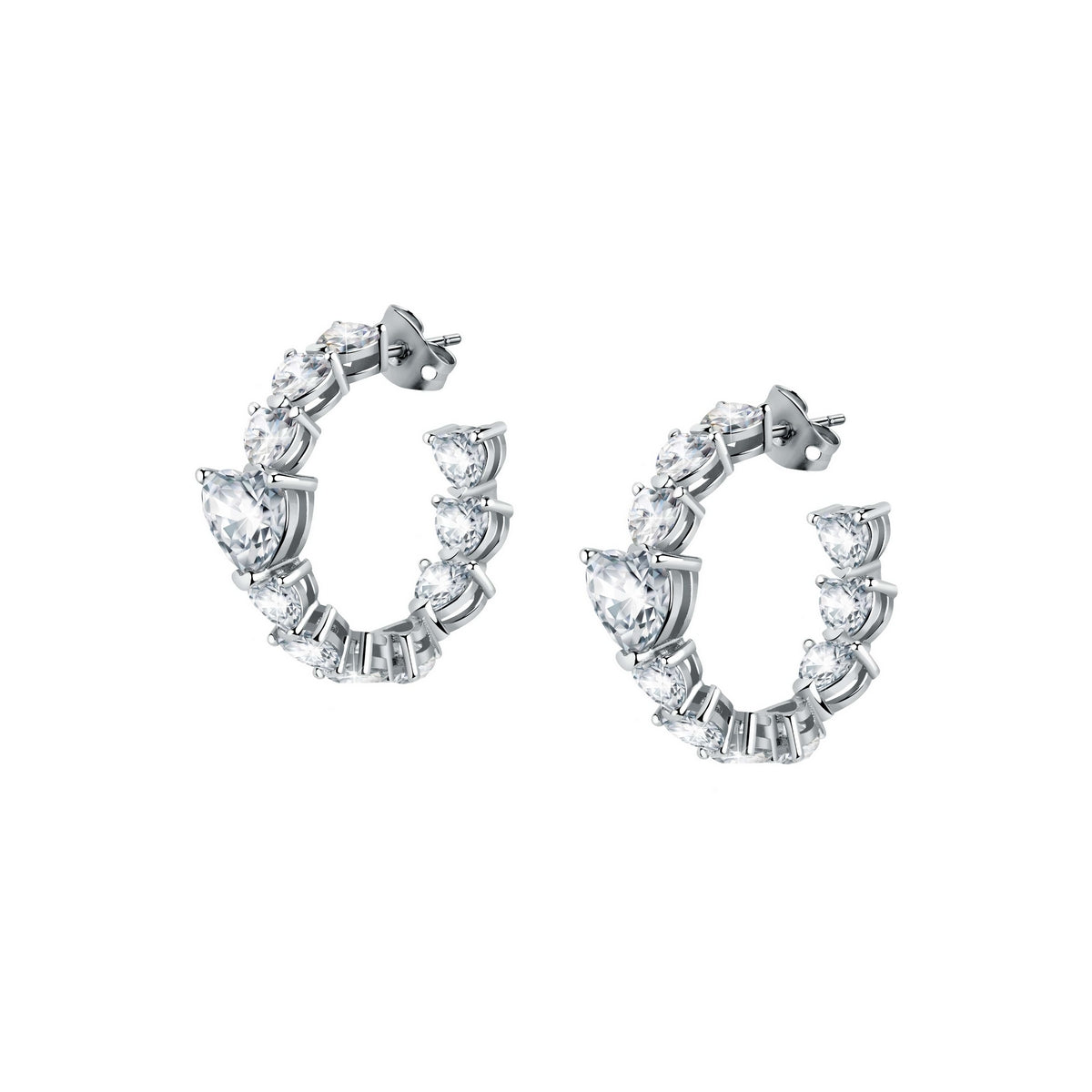 chiara ferragni diamond heart earrings hoop with white heart stones