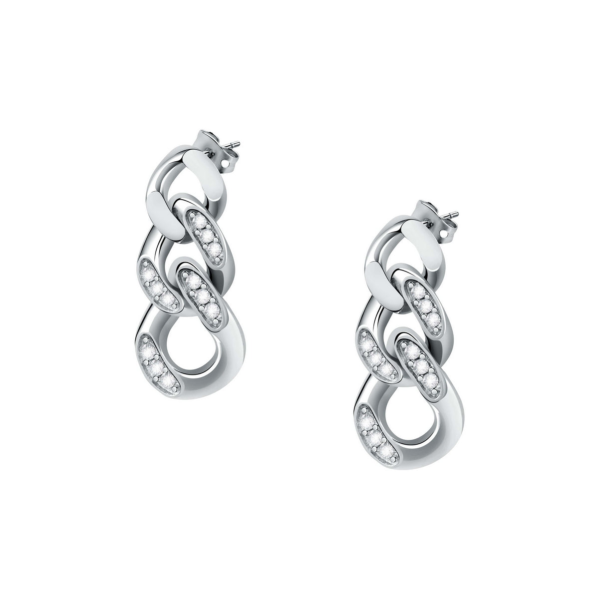 chiara ferragni chain earrings chain with white crystals