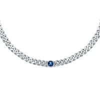 chiara ferragni chain necklace small chain with blue stone and white crystals 33cm + 7