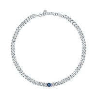 chiara ferragni chain necklace small chain with blue stone and white crystals 33cm + 7