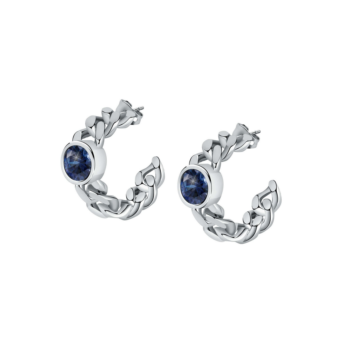 chiara ferragni chain earrings chain with blue stone