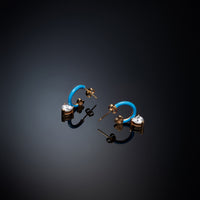 chiara ferragni love parade blue enamel  huggie earring
