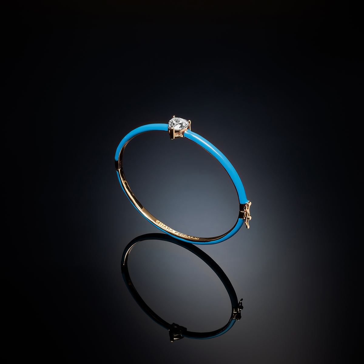 chiara ferragni love parade blue enamel bangle