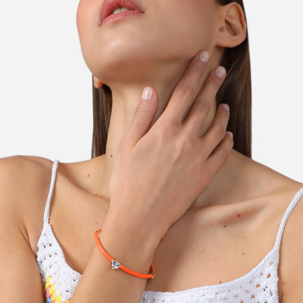 chiara ferragni love parade orange enamel bangle