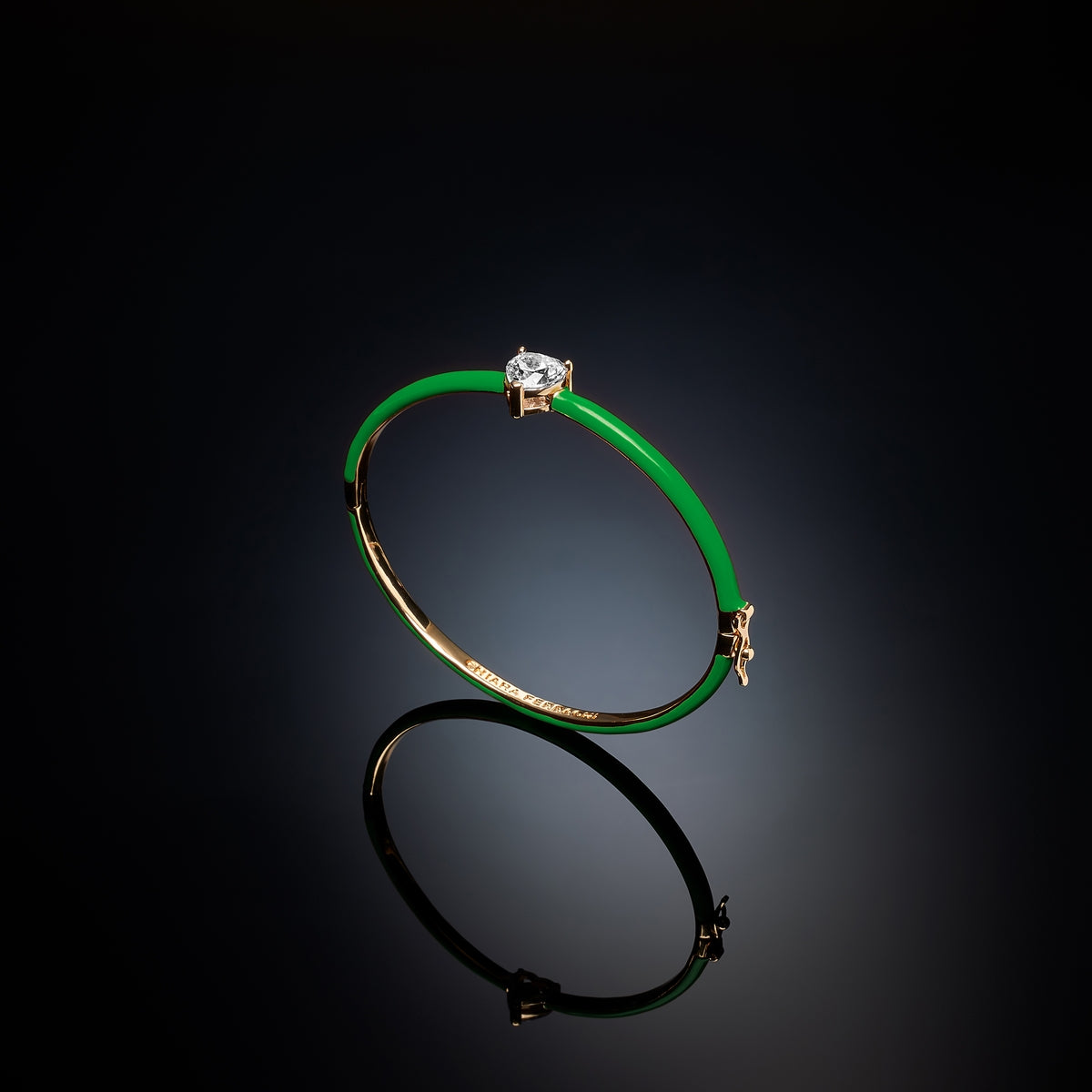 chiara ferragni love parade green enamel bangle