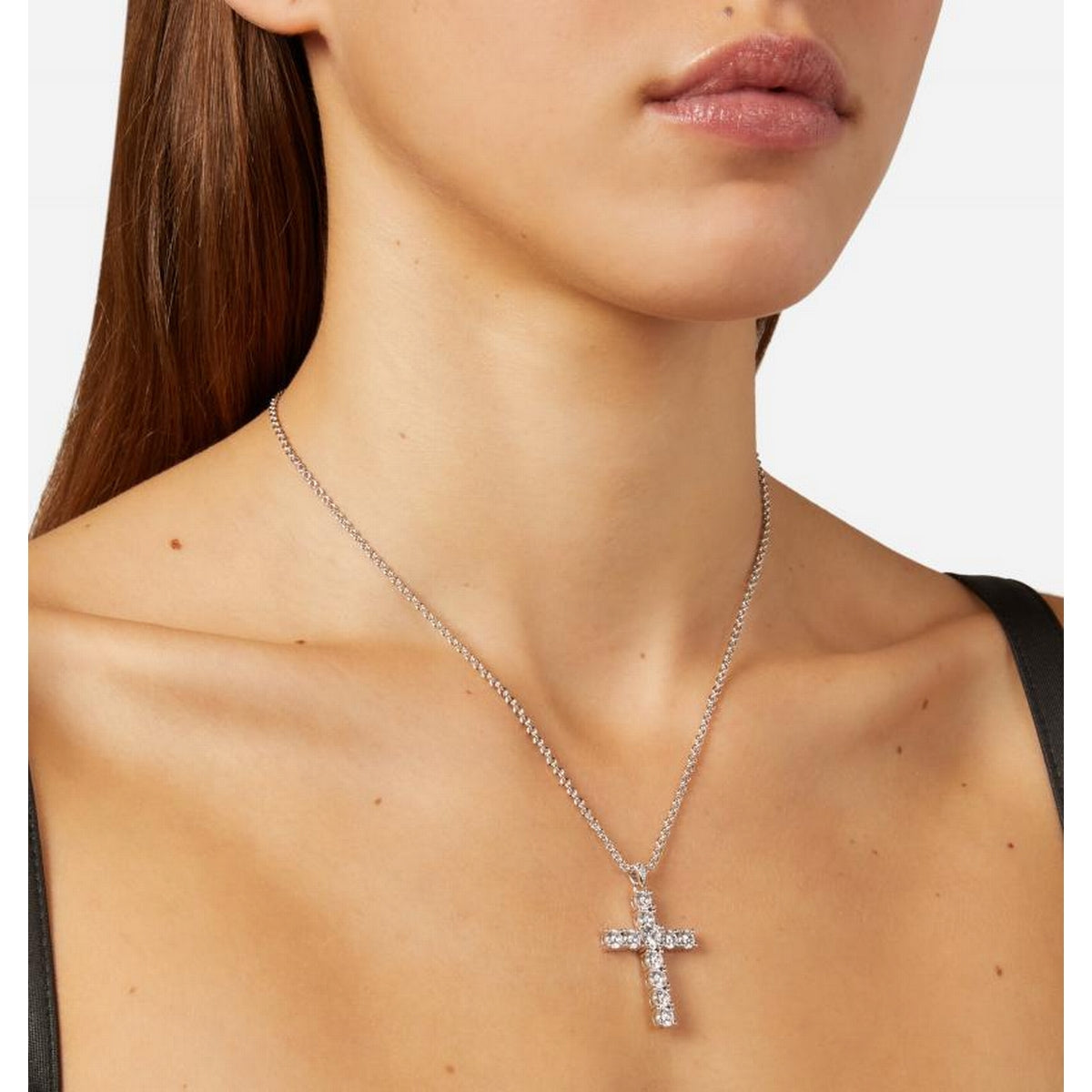 chiara ferragni croci pendant cross wh cz+rh plated 42+8cm