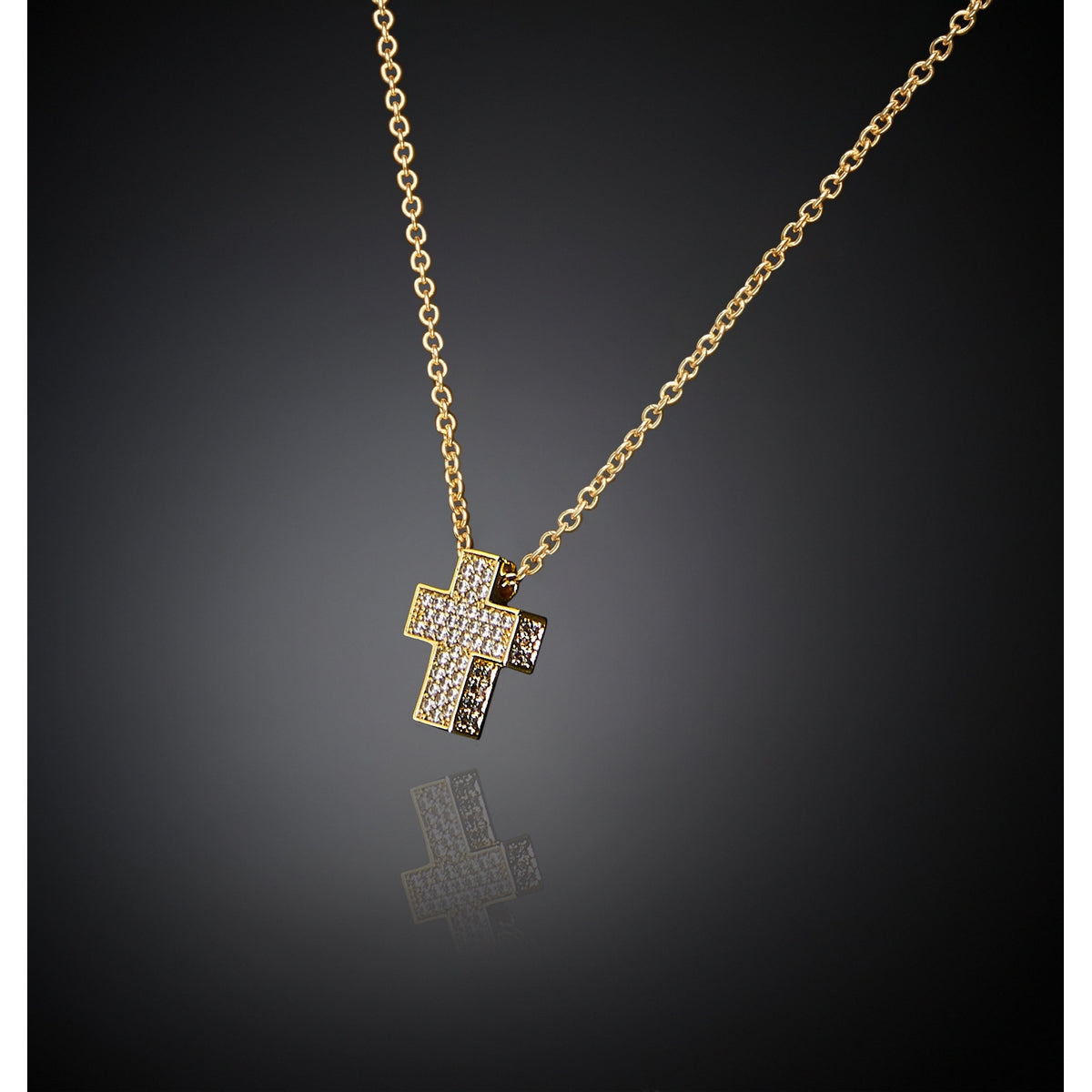 chiara ferragni croci pendant cross wh cz+yg plated 42+8cm