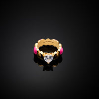 chiara ferragni cuoricino neon ring pink enamel ipg wh cz