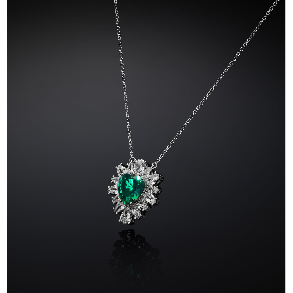 chiara ferragni emerald pendant emerald heart 40+5cm