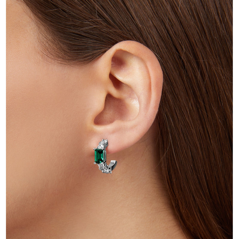 chiara ferragni emerald earrings emerald cut 7*5mm, size 16mm silver tone