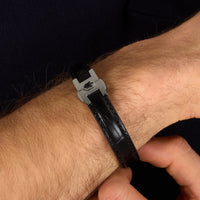 maserati jewels leather stainless steel bracelet blk leather blk 6.5x5.5cm