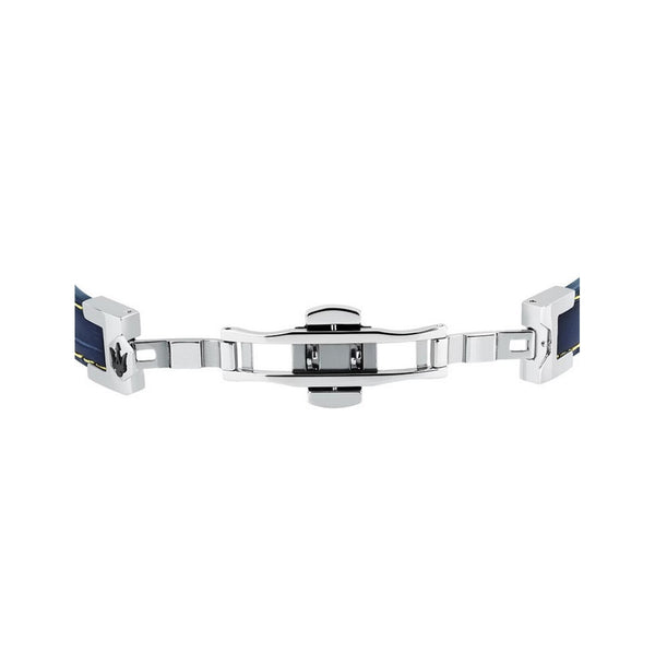 maserati jewels leather stainless steel bracelet blue leather blu 6.5x5.5cm