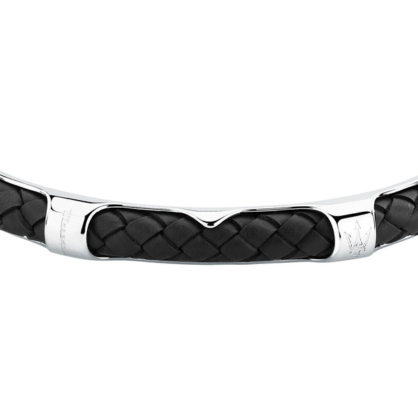 maserati jewels leather bangle ss leather blk 6.5x5.5cm