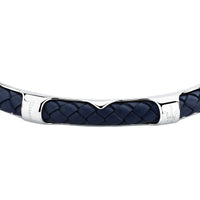 maserati jewels leather bangle ss leather blue 6.5x5.5cm