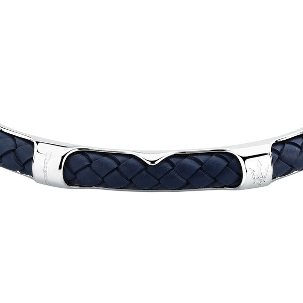 maserati jewels leather bangle ss leather blue 6.5x5.5cm