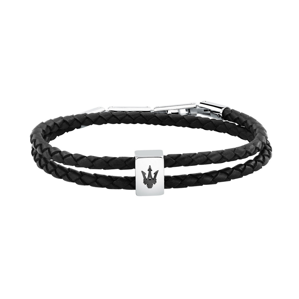 maserati jewels leather stainless steel bracelet dg leather black 38+3cm