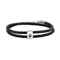 maserati jewels leather stainless steel bracelet dg leather black 38+3cm