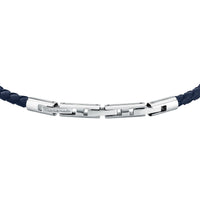 maserati jewels leather stainless steel bracelet black leather blue 38+3cm