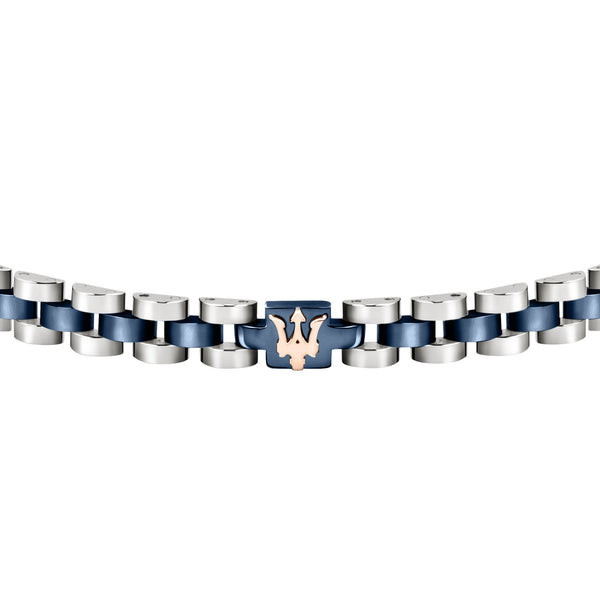 maserati jewels silver, blue, rose gold bracelet 210mm jewellery buckle