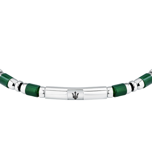 maserati jewels iconic bracelet green agate & ip black 18.5+3cm