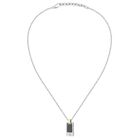 maserati jewels iconic pendant with black stone & ip yellow gold 45+5cm