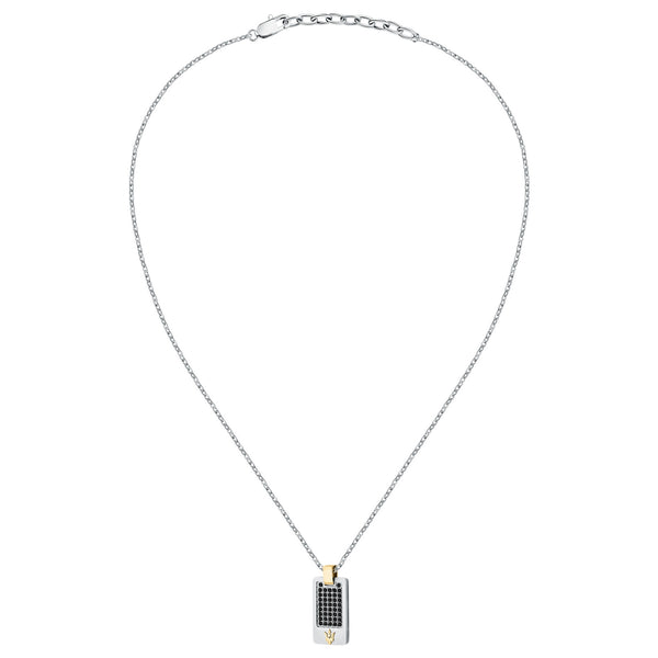 maserati jewels iconic pendant with black stone & ip yellow gold 45+5cm