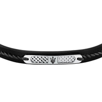maserati jewels leather bracelet stainless steel black recycled leather black 19+3cm