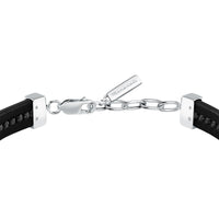 maserati jewels leather bracelet stainless steel black recycled leather black 19+3cm