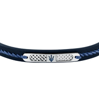 maserati jewels leather bracelet stainless steel blu recycled leather black 19+3cm