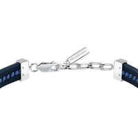 maserati jewels leather bracelet stainless steel blu recycled leather black 19+3cm
