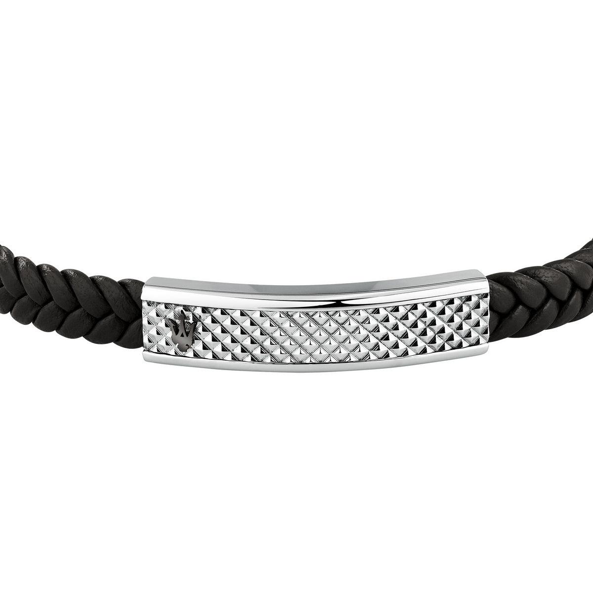 maserati jewels leather bracelet stainless steel recycled leather black 19+3.5cm