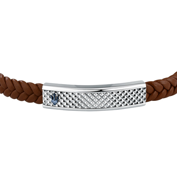maserati jewels leather bracelet stainless steel bu recycled leather 19+3.5cm