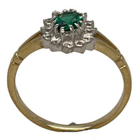 9ct gold (375) ring yellow gold 1.5g green oval cz emerald prong set_l