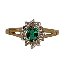 9ct gold (375) ring yellow gold 1.5g green oval cz emerald prong set_l