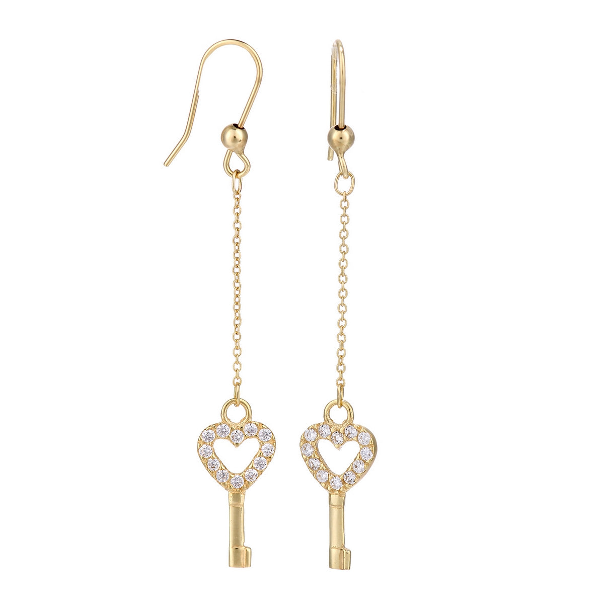 9ct gold (375) yellow gold earring shepherds hook with cubic zirconia