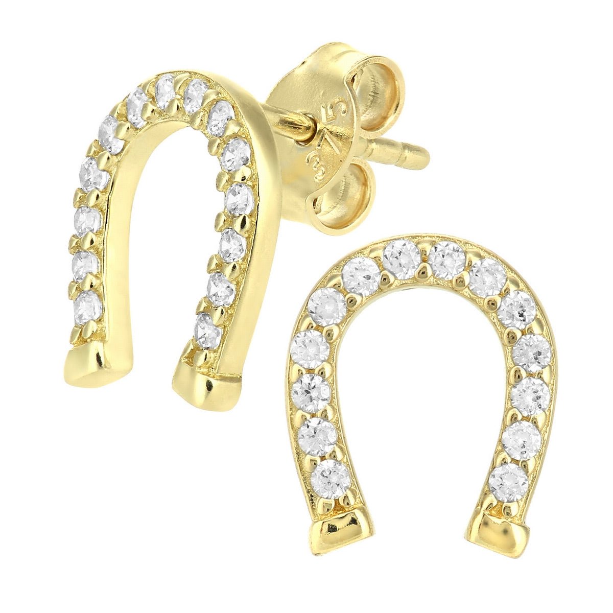 9ct gold (375) yellow gold earring post and butterfly with cubic zirconia
