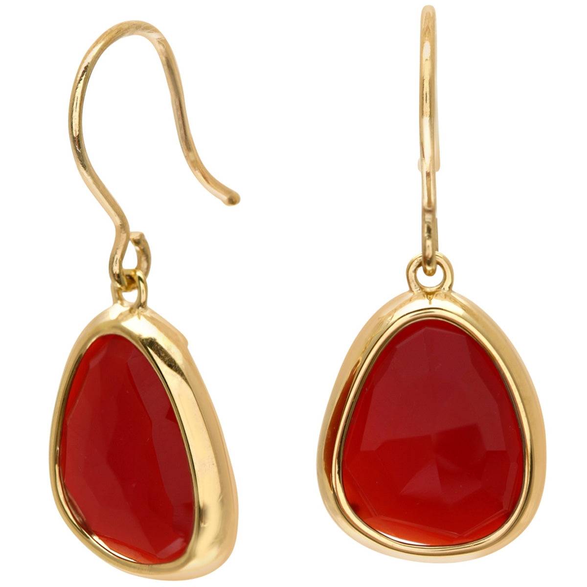 9ct gold (375) yellow gold earring shepherds hook with orange agate