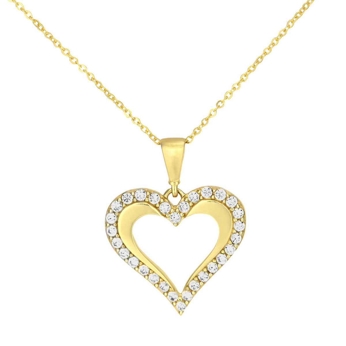 9ct gold (375) yellow gold pendant spring ring clasp with cubic zirconia