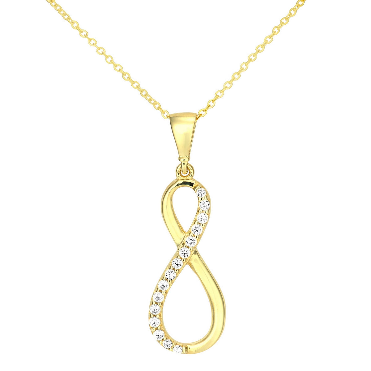 9ct gold (375) yellow gold pendant spring ring clasp with cubic zirconia