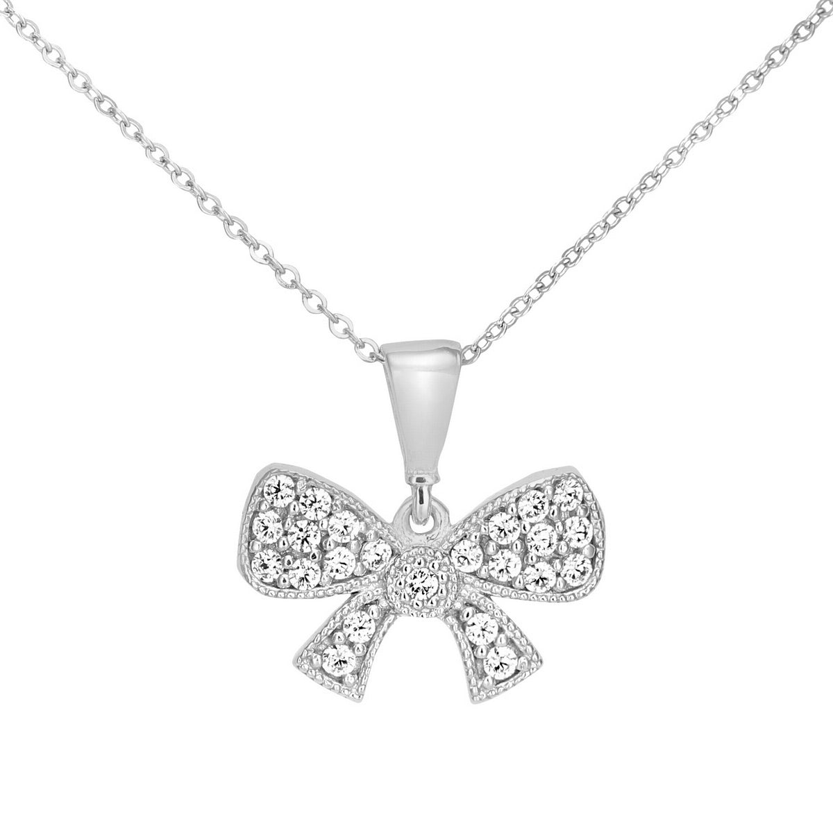 9ct gold (375) white gold pendant spring ring clasp with cubic zirconia