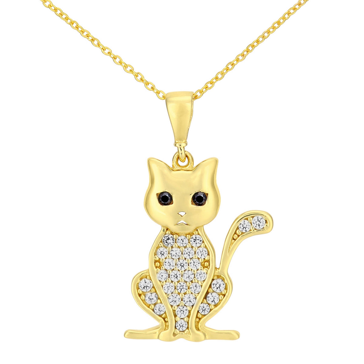 9ct gold (375) yellow gold pendant spring ring clasp with cubic zirconia