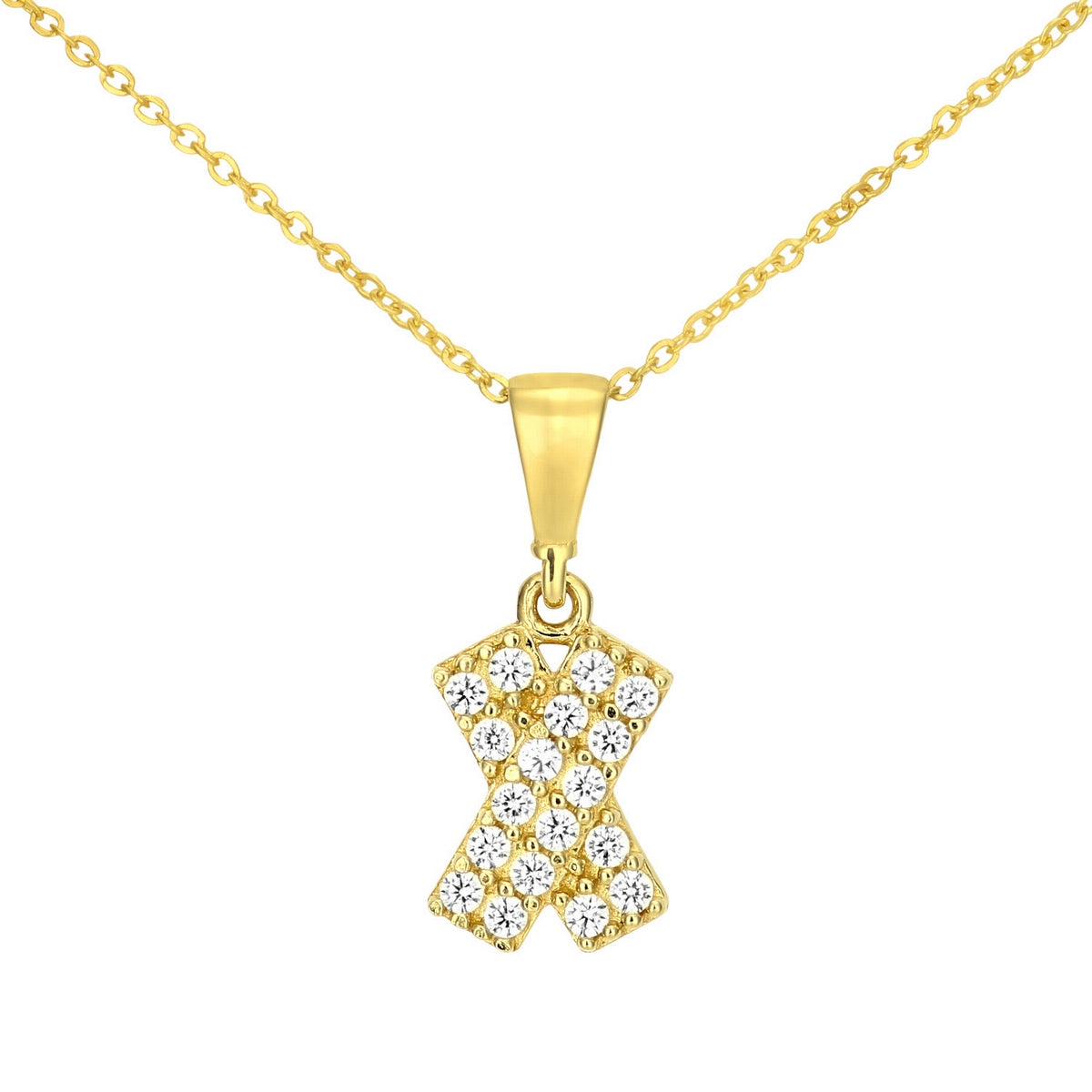 9ct gold (375) yellow gold pendant spring ring clasp with cubic zirconia
