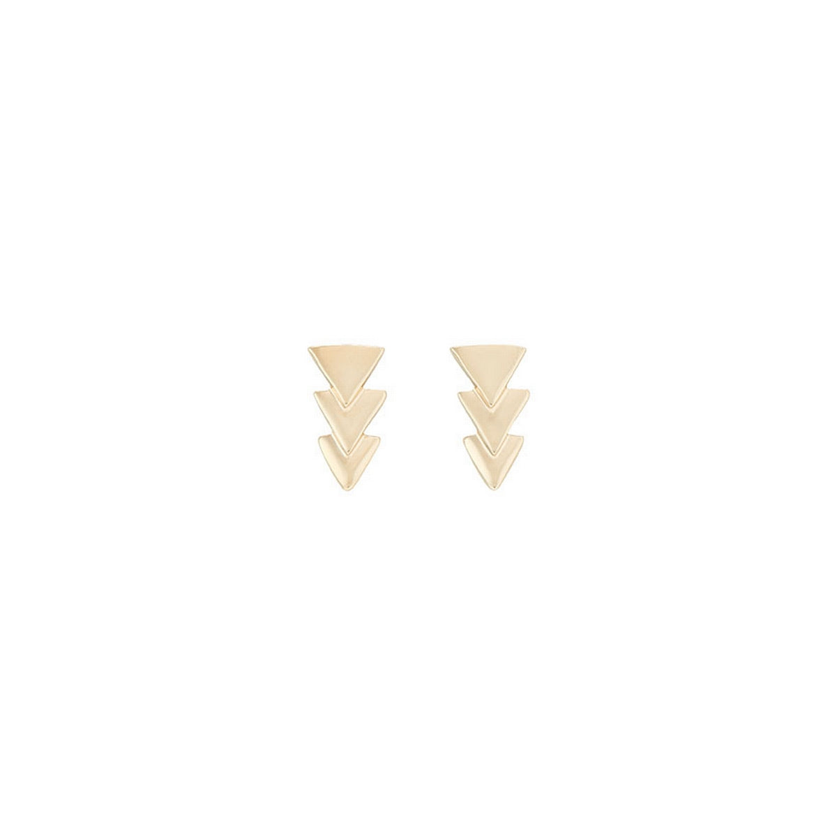 uno de 50 triple sense 2.5mm gold plated metals alloy earring with three overlapping triangles.