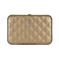 ogon quilted button rose gold card holder  metal lock  quilted aluminium